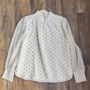 Loft Cream Blouse with Gold Accents